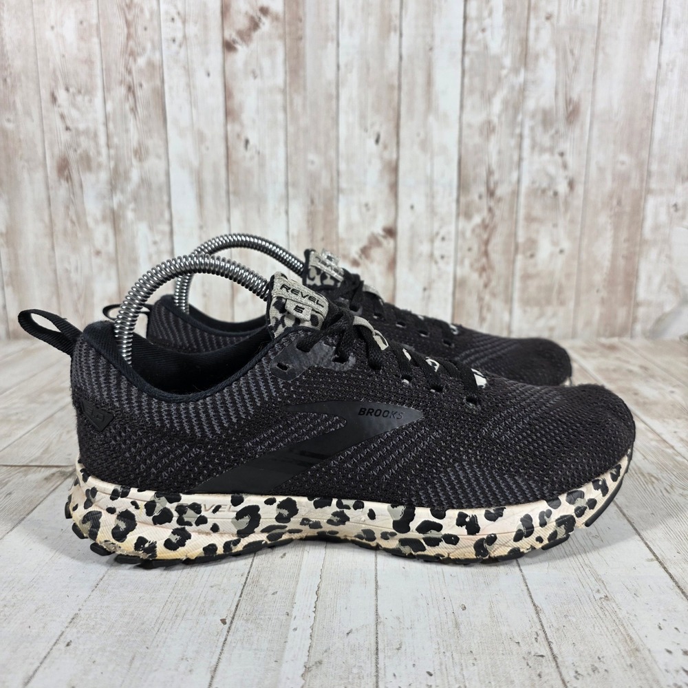 Brooks Revel 5 Womens Running Shoes Black Leopard Print 1203611B095 Size 8